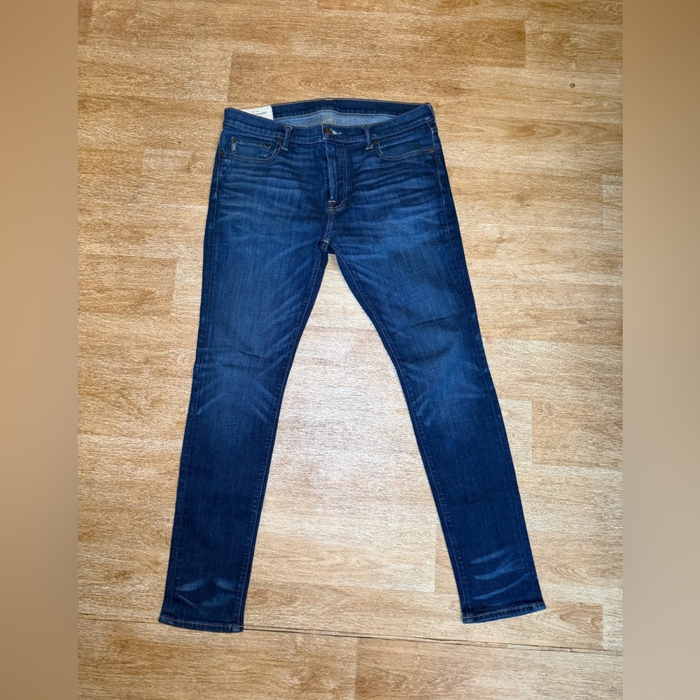 Abercrombie & Fitch Men’s Slim Stretch Jeans - Deep Indigo